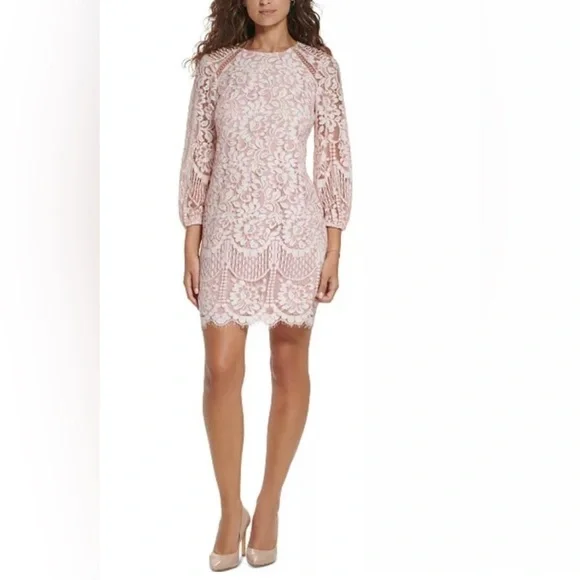 vince camuto floral lace sheath dress White floral lace midi dress with cut-out shoulders – IZABELA MANDOIU main image 0
